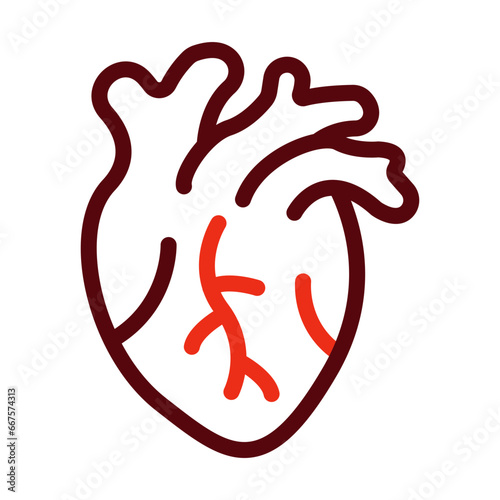 Heart Thick Line Two Colors Icon Design
