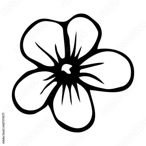 Potentilla flower bud doodle. Forest nature. Hand drawn sketch.