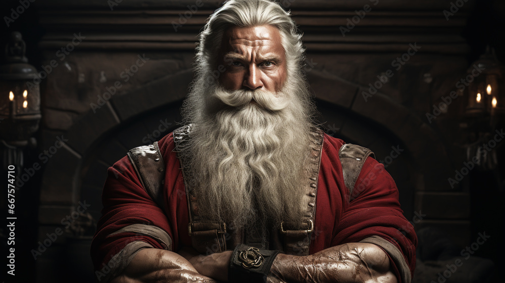 Portrait of handsome old santa hipster