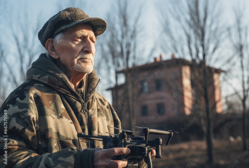 Obraz premium Soldiers operate drones