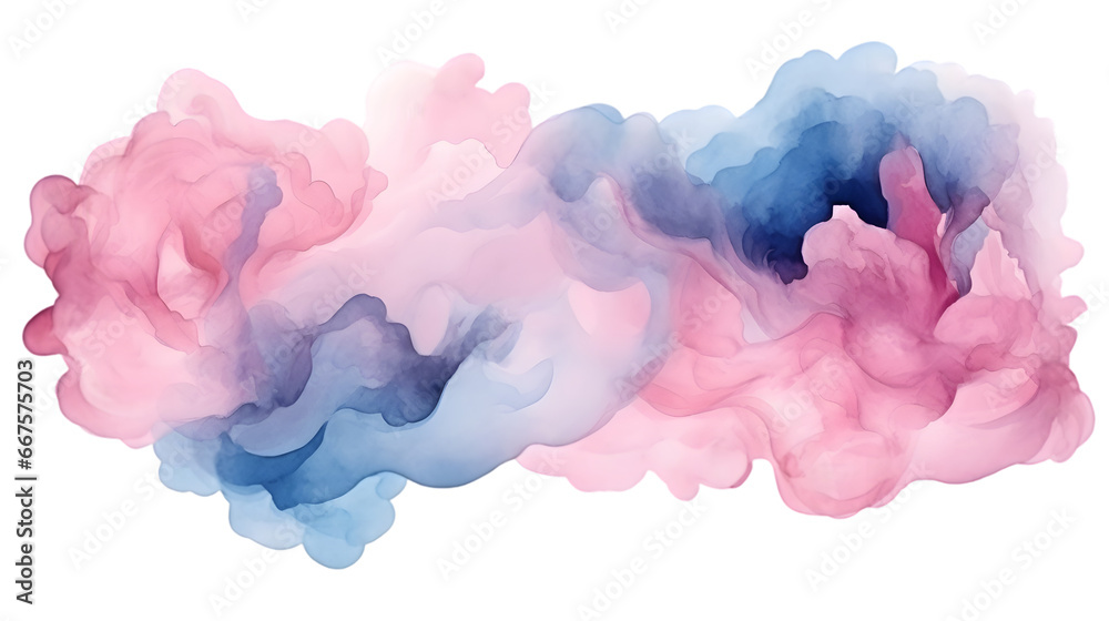 Obraz premium Watercolor pink cloud isolated on transparent background