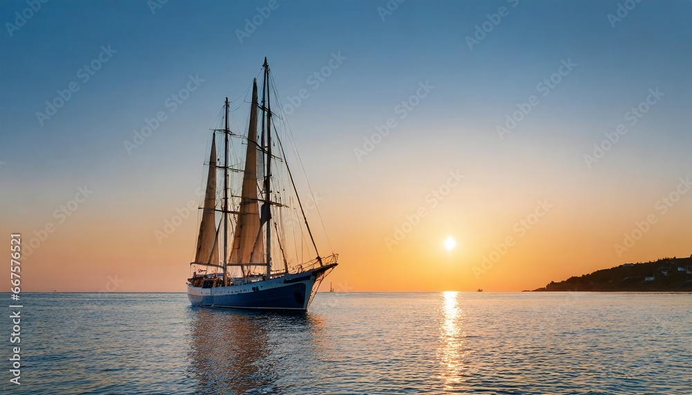 sunset on the sea, boat, sea, ai generated 