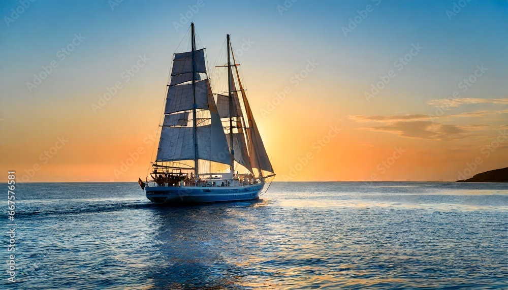 sailing boat at sunset, boat, sea, sunset, ai generated 
