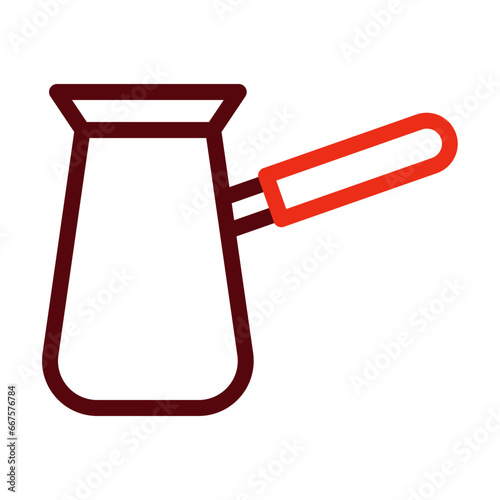 Cezve Thick Line Two Colors Icon Design