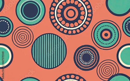 Trendy Seamless Pattern Stippled Circles Retro Colors Abstract Background with Generative AI.
