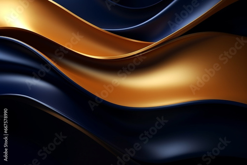 Gold and navy blue waves abstract luxury background for copy space text. Golden colors curves backdrop