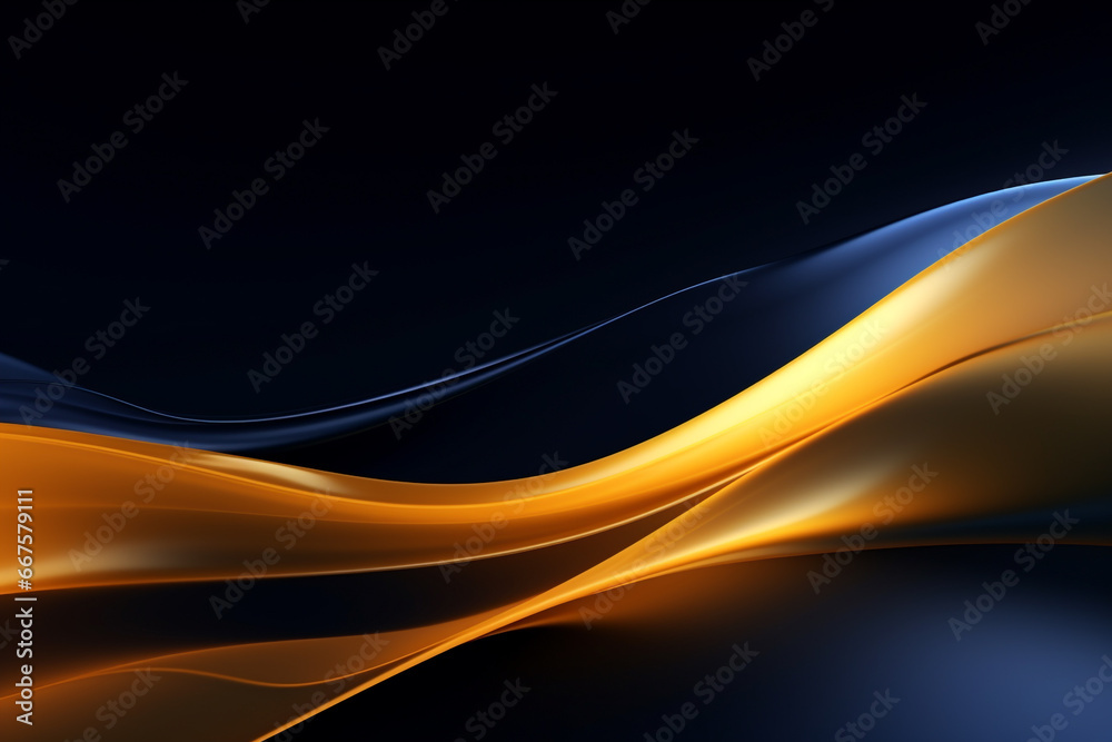 Fototapeta premium Gold and navy blue waves abstract luxury background for copy space text. Golden colors curves backdrop