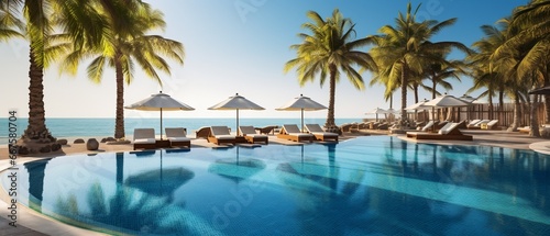 Tropical Paradise: Luxurious Poolside by the Sea © Maximilien