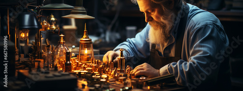 A jeweler works with a piece of jewelry