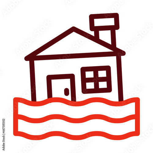 Flood Thick Line Two Colors Icon Design