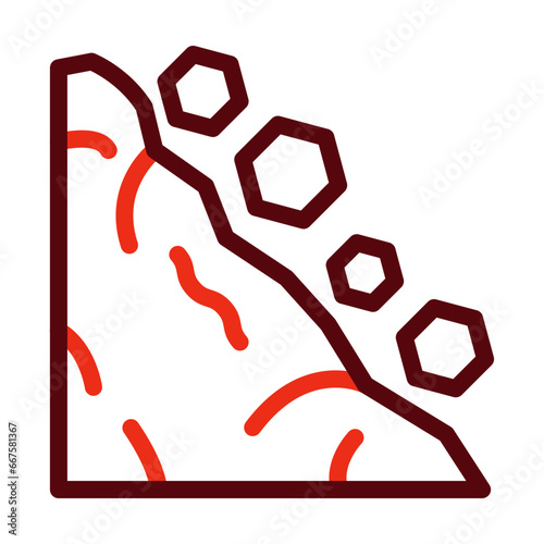 Landslide Thick Line Two Colors Icon Design