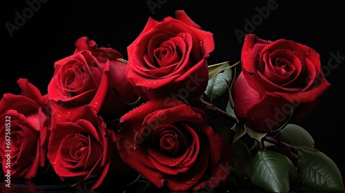 images of beautiful red roses against a striking black background  capturing the timeless elegance and romantic allure of these exquisite blooms