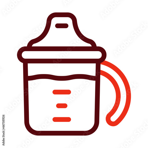 Sippy Cup Thick Line Two Colors Icon Design