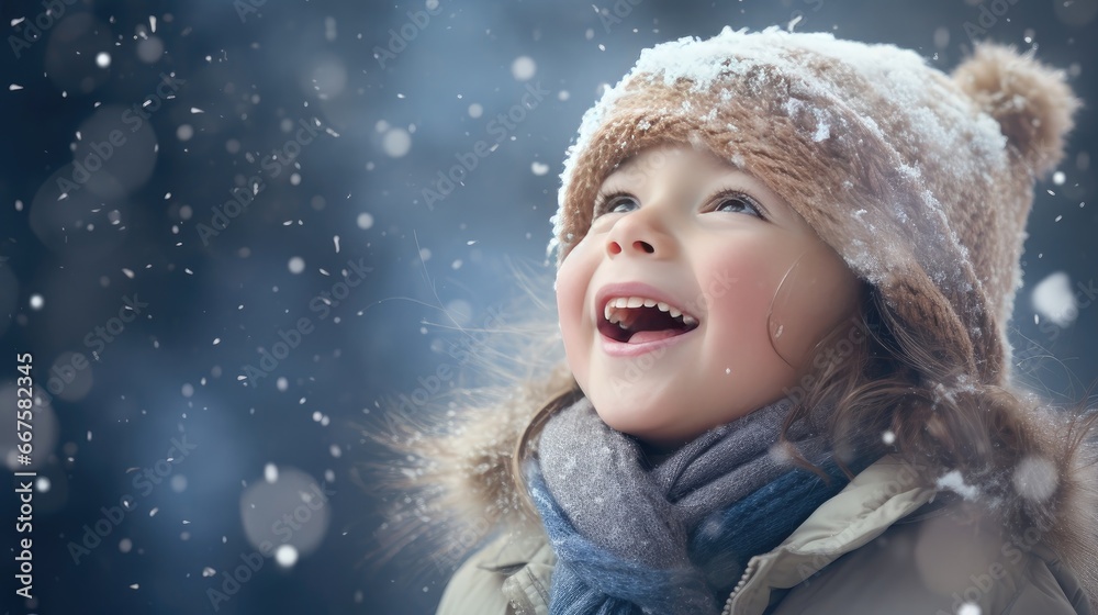 a funny little boy in blue winter clothes playfully catching snowflakes with his tongue during a snowfall. Ideal for promoting the joy of winter activities for kids a funny little boy in blue winter clothes playfully catching snowflakes with his tongue during a snowfall. Ideal for promoting the joy of winter activities for kids