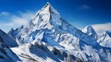 Panorama of the snowy mountains on a sunny day. Caucasus, Russia