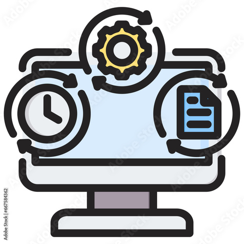 Workload Automation Outline Color Icon