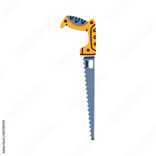 Portable Hand Saw as Construction Tool Vector Illustration