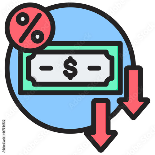 Lower Cost Outline Color Icon