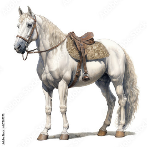 "Graceful Realistic Riding Horse" , Medieval Fantasy RPG Illustration