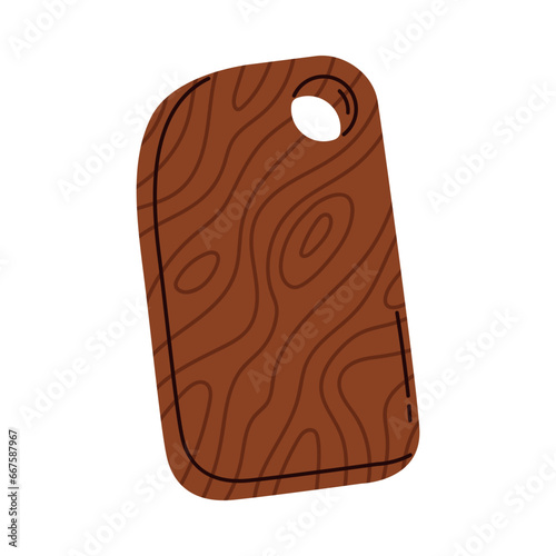 Brown Wooden Chopping Board as Cooking Utensil Vector Illustration
