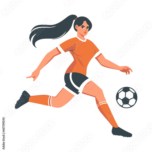 Girl Football Player clip art. Flat Vector illustration