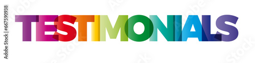 The word Testimonials. Vector banner with the text colored rainbow.