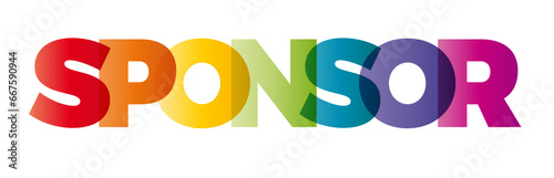 The word Sponsor. Vector banner with the text colored rainbow.