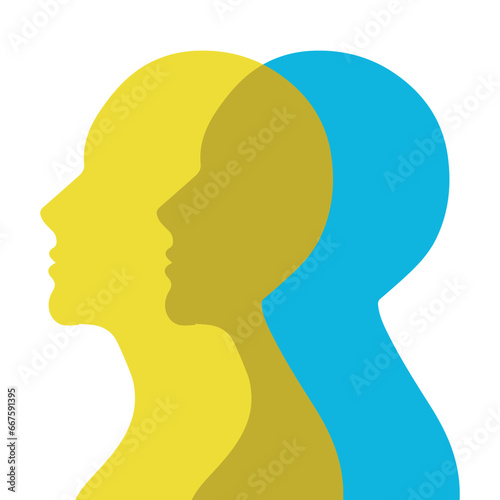 silhouette of a person with different personalities