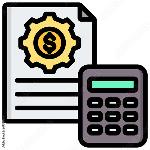 Cost Accounting Outline Color Icon