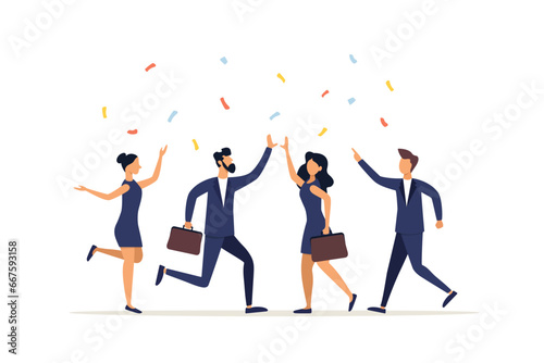 Employee, organization or company, joint teamwork success, employee or community partnership concept, successful businessman, fellow businessman high-fiving for victory at celebration.