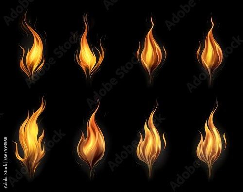 Realistic flames isolated on black background