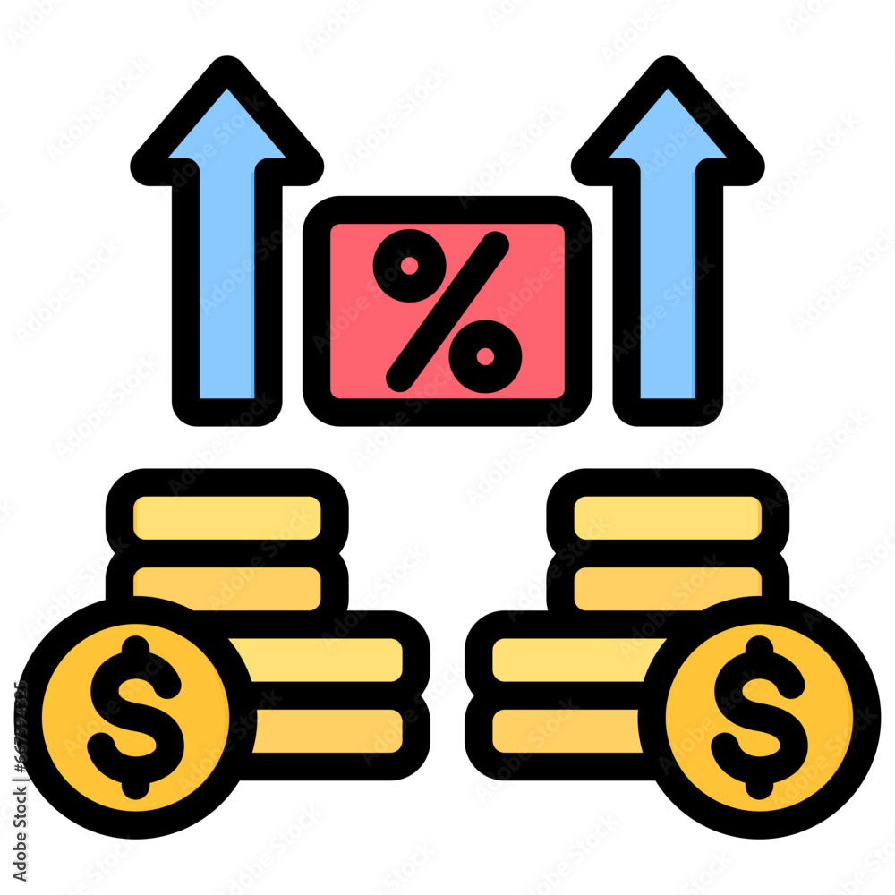 Profit Margin Outline Color Icon