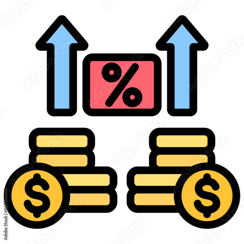 Profit Margin Outline Color Icon