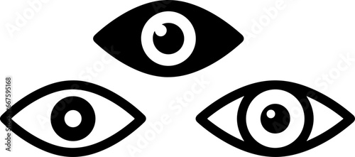 Pixel perfect icon set of eye, eyesight, retine scan. Thin line icons, flat vector illustrations. Isolated on white, transparent background  photo