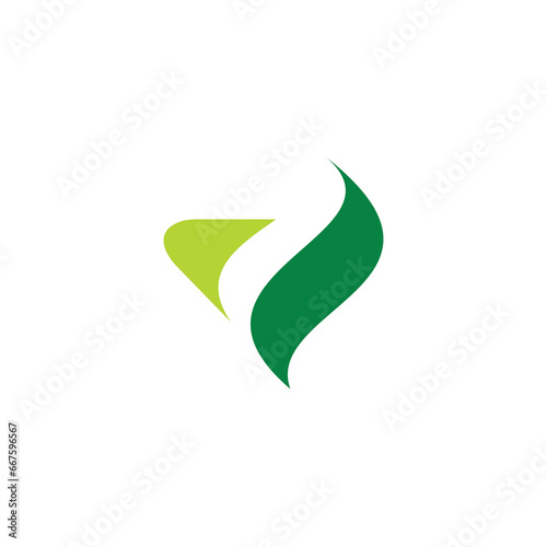 V Leaf Logo Vector. Letter V Logo Design