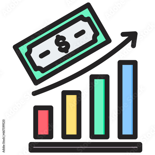 Profit Table Outline Color Icon