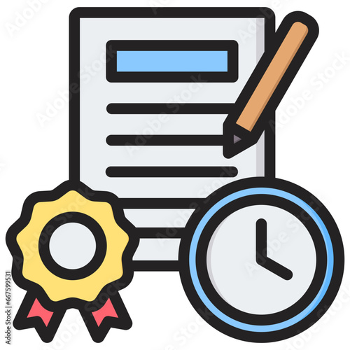 Part Time Contract Outline Color Icon