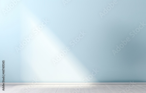 Beautiful original background image of an empty space in blue tones with a play of light and shadow on the wall