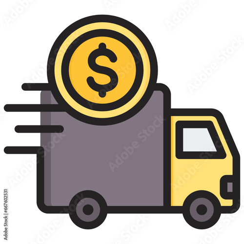 Shipping Cost Outline Color Icon