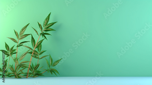 Background leaves on a green background with copy space. green leaves. green banner. copy space. 
