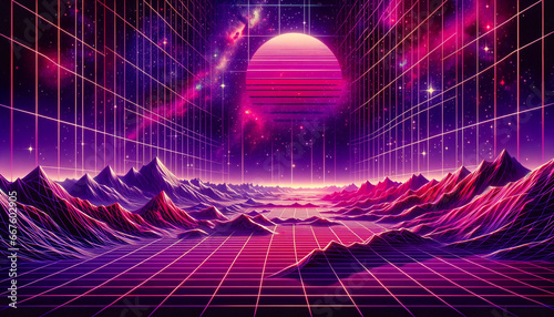 Retro background futuristic landscape