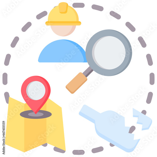 Archeological Field Survey Flat Icon