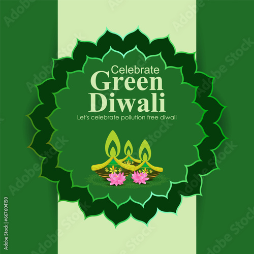Vector illustration of Happy Green Diwali social media feed template