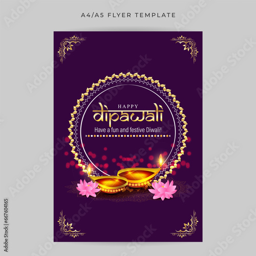 Vector illustration of Happy Diwali social media feed A4 template