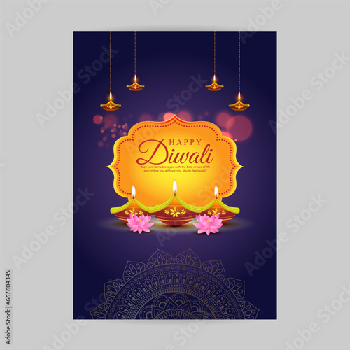 Vector illustration of Happy Diwali social media feed A4 template