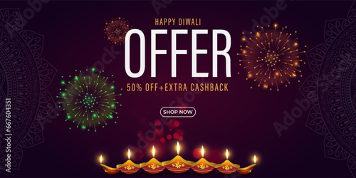 Vector illustration of Happy Diwali Sale social media feed template