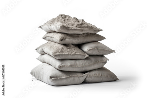 heap of cement bags on transparent background, png file