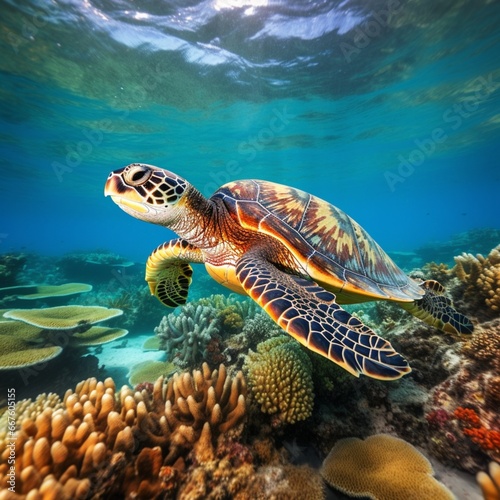 sea turtle swimming  generated by AI © Tahir