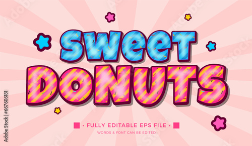 Sweet donuts text effect editable	
