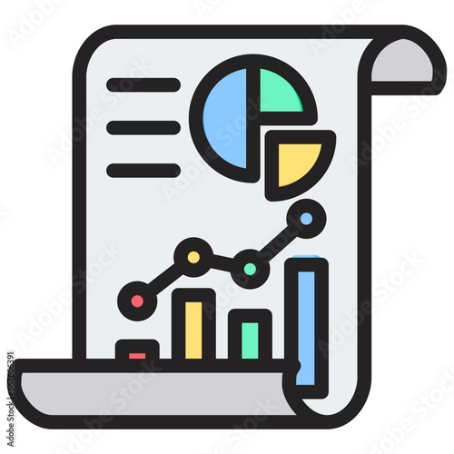 Statistical Inferences Outline Color Icon